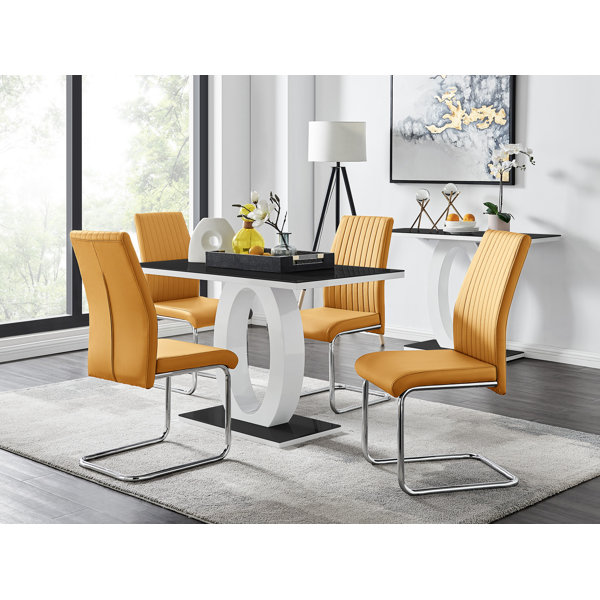 Furniture Box Scottsmoor High Gloss Halo Dining Table Set & 4 Luxury